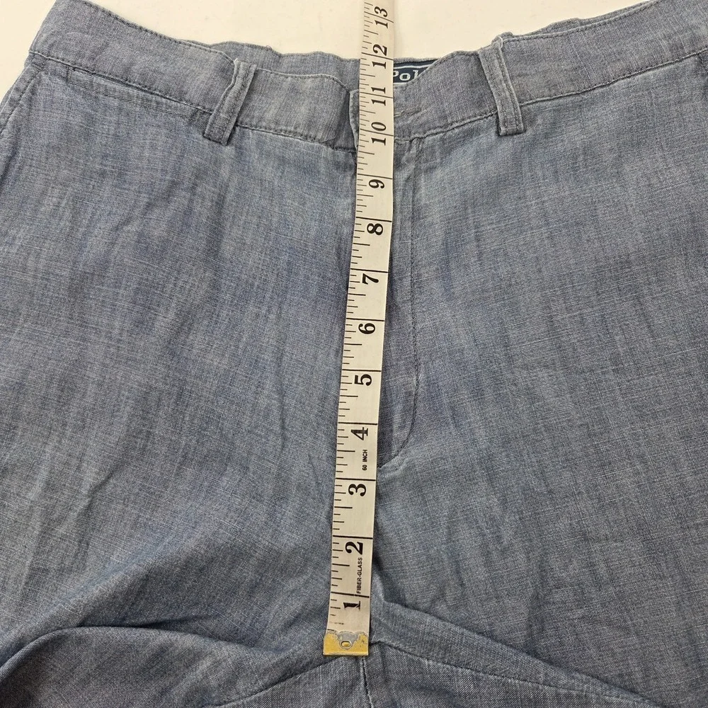VINTAGE Polo Ralph Lauren Prospect Shorts Mens 34* Blue Chambray Chino Cotton 9